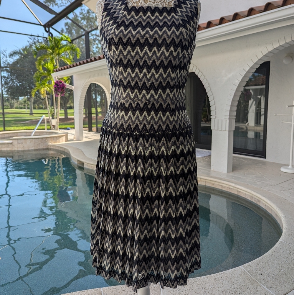 David Meister knit scallop dress